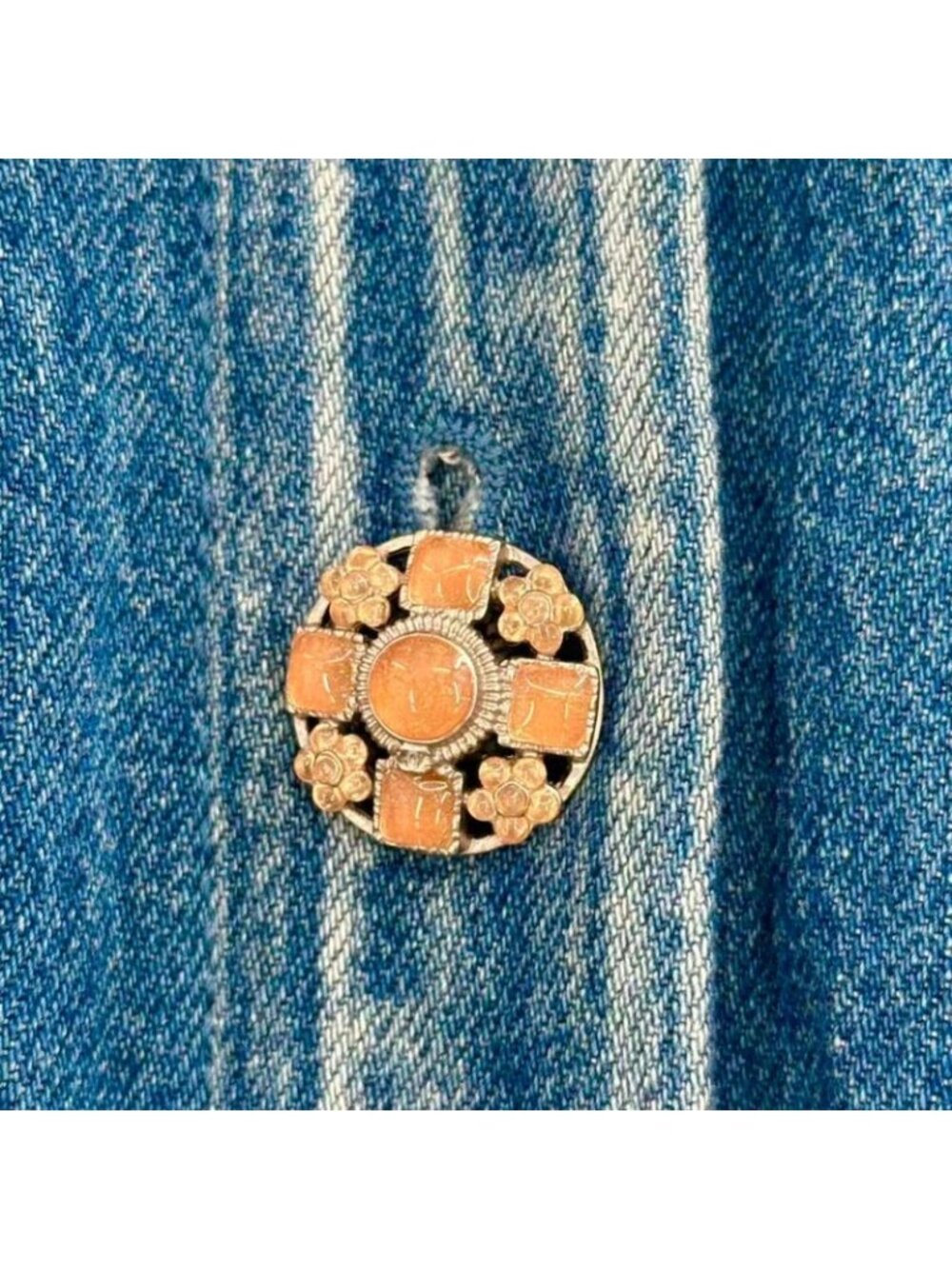 Chanel Jacket Denim Tweed Gripoix Blue - Picture 6 of 11